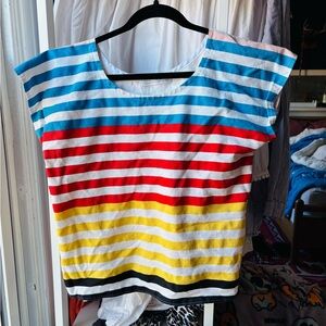 Material clothing brand striped handmade boxy top